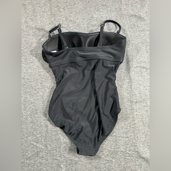 NWOT Kona sol black crochet flounce high coverage one piece swimsuit size S - Picture 4 of 9